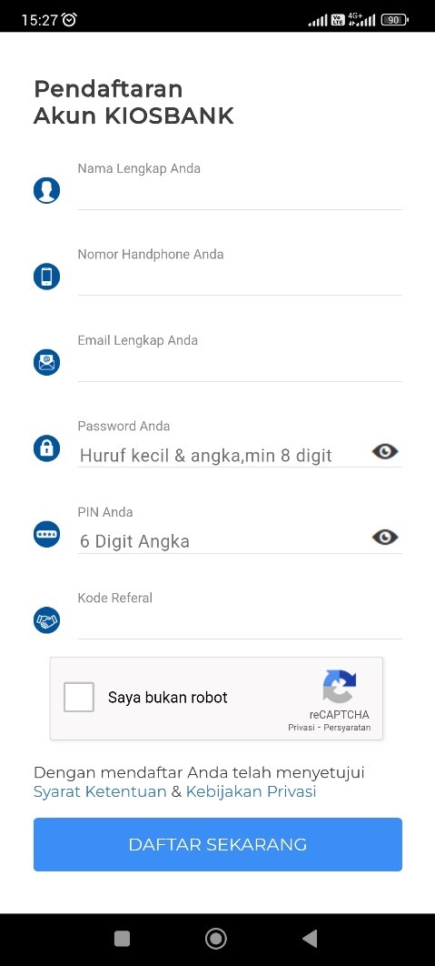 cara daftar aplikasi kiosbank mobile